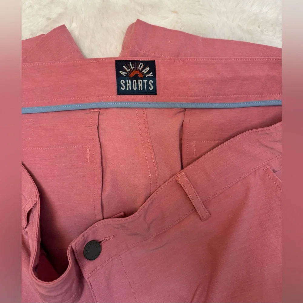 Faherty All Day 38 pink men’s preppy varsity Ivy golf resort wear shorts